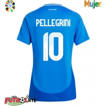 Camiseta Italia Lorenzo Pellegrini #10 Primera Equipación para mujer Eurocopa 2024 manga corta